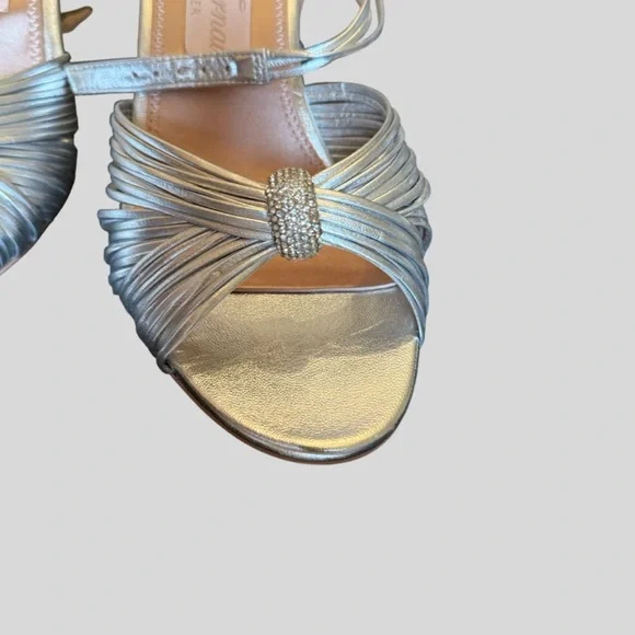 Prina Tornai for Naturalizer Metallic Silver Strappy Heels Women’s 7 - Picture 4 of 5